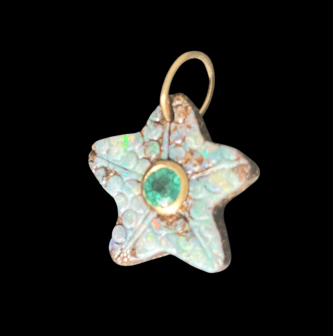 Australian Opal Starfish Pendant with Emerald