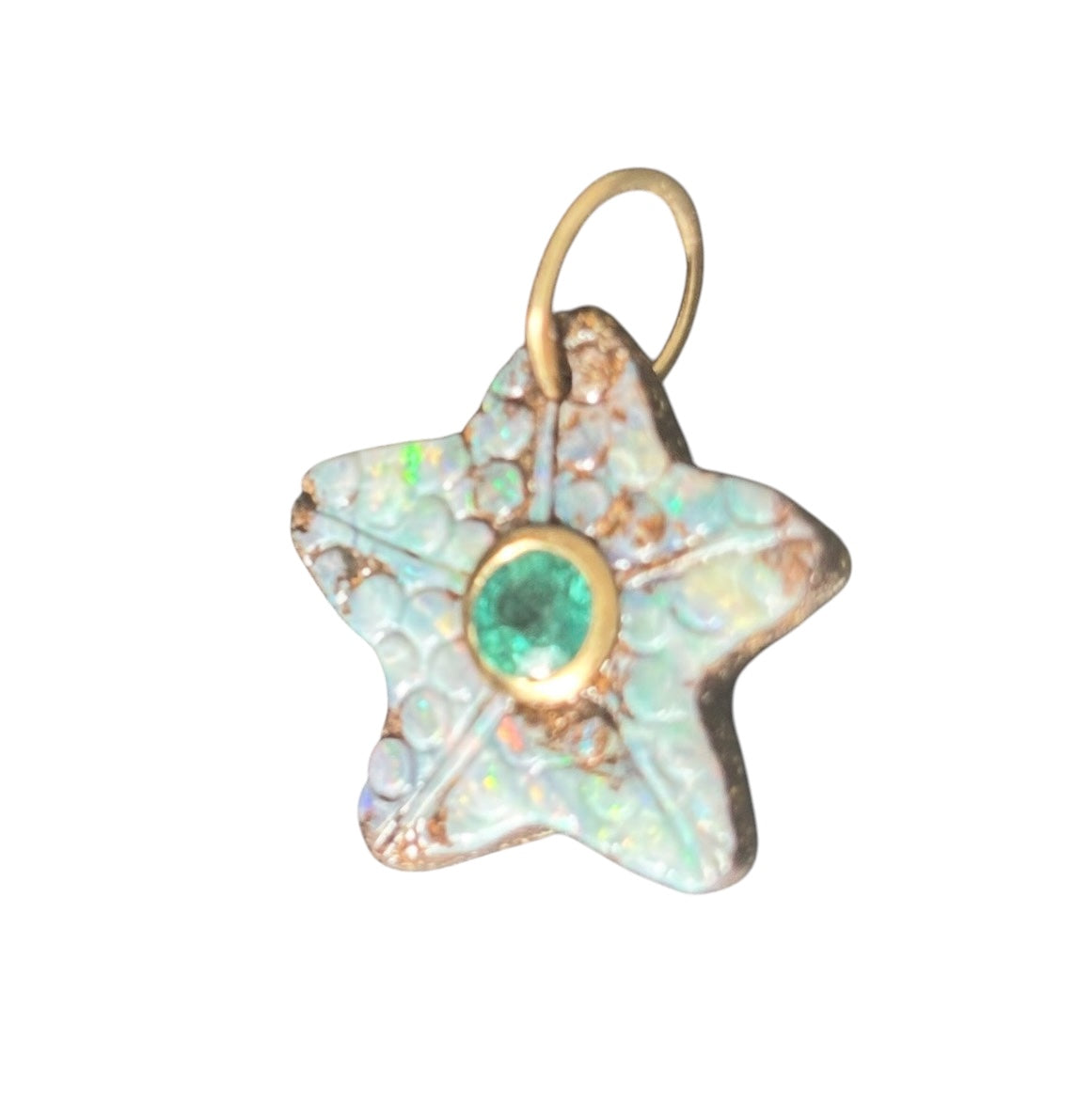 Australian Opal Starfish Pendant with Emerald