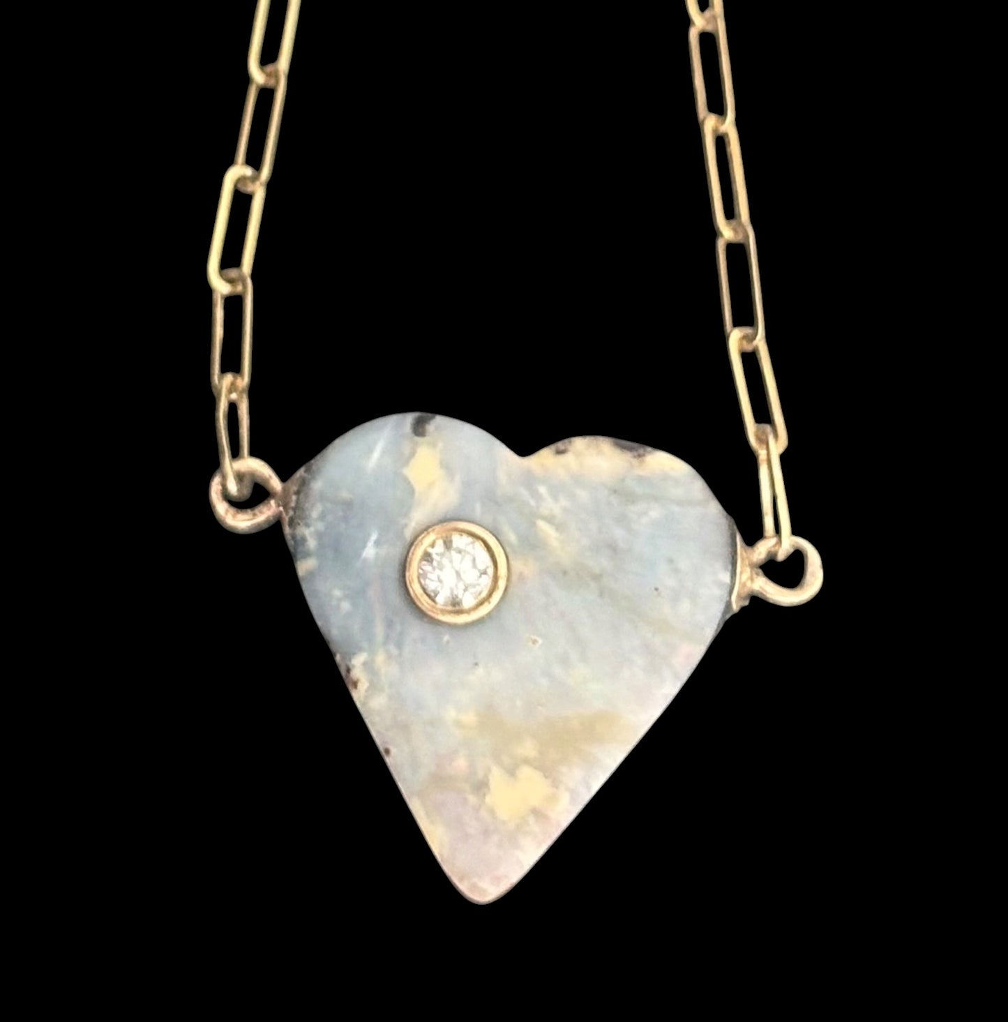 Australian Opal Heart Necklace with Diamond