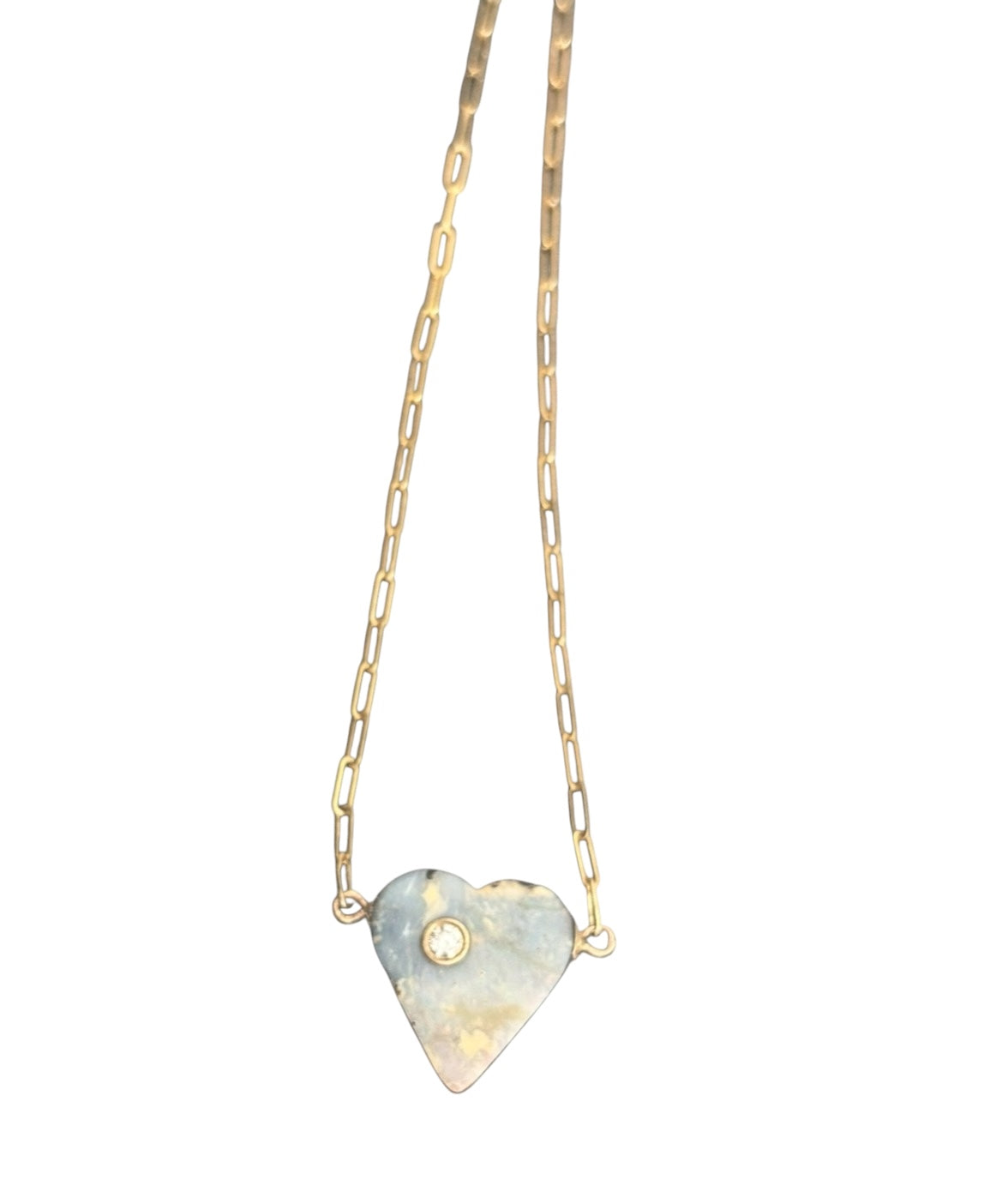 Australian Opal Heart Necklace with Diamond