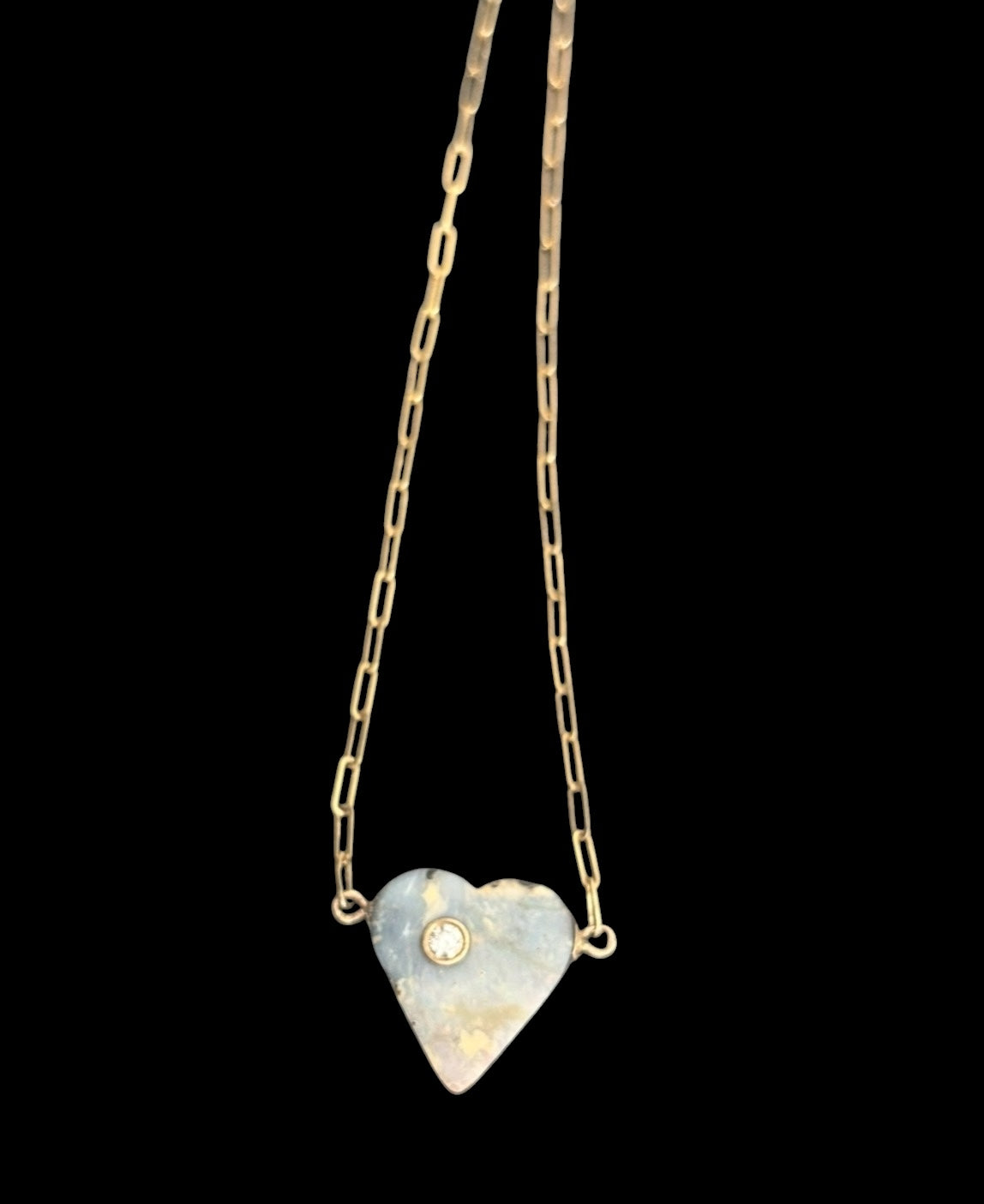 Australian Opal Heart Necklace with Diamond