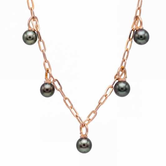 Tahitian Pearl Necklace with 18k Gold & 14k Gold