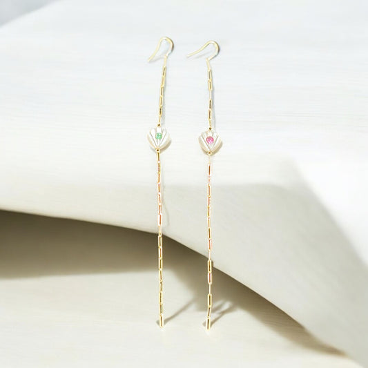 Moonstone paperclip drop earrings