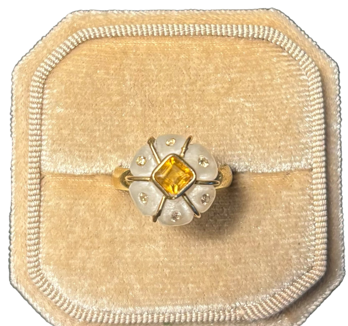 FLORA Ring, moonstone, citrine & diamonds