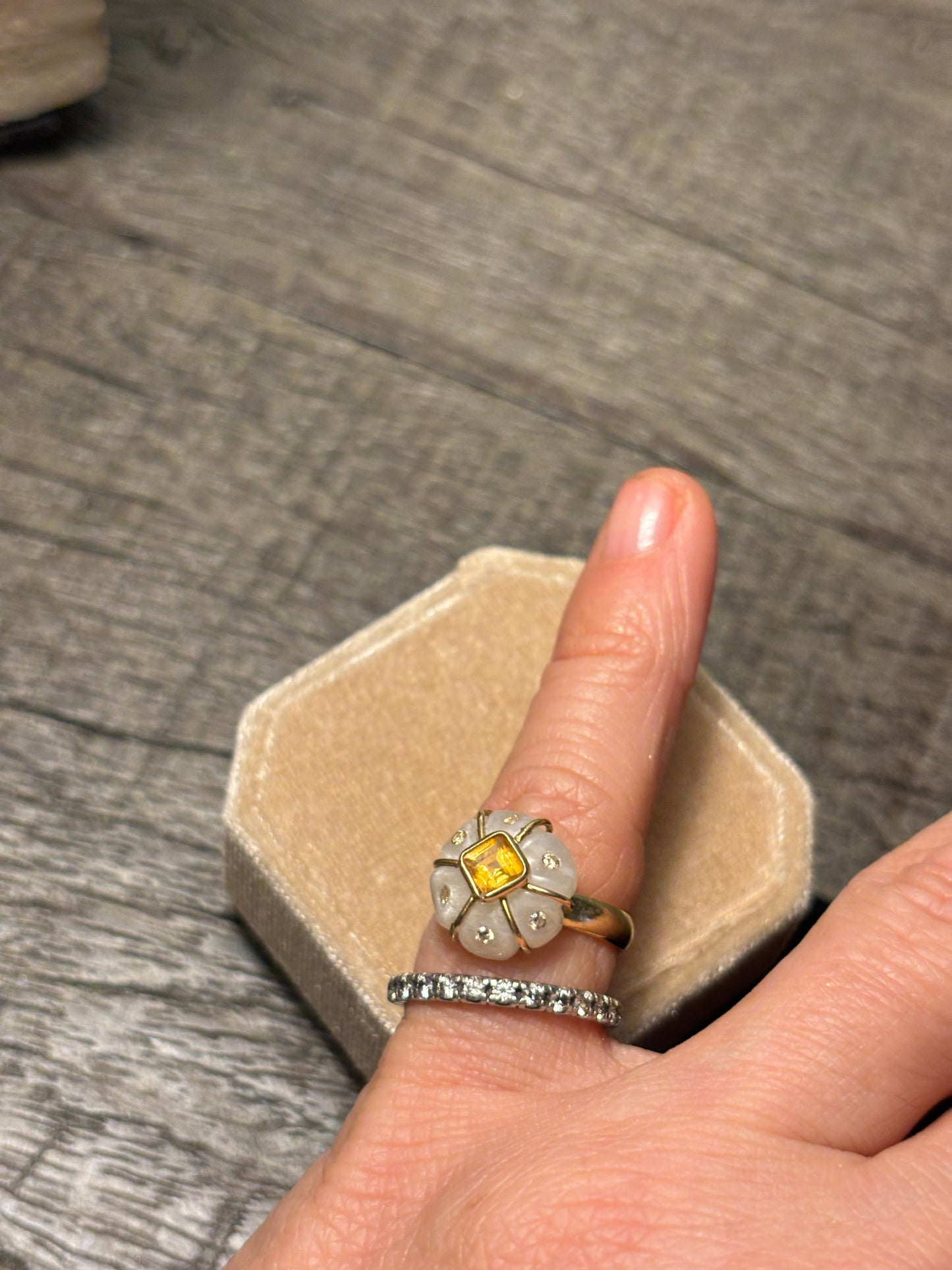 FLORA Ring, moonstone, citrine & diamonds