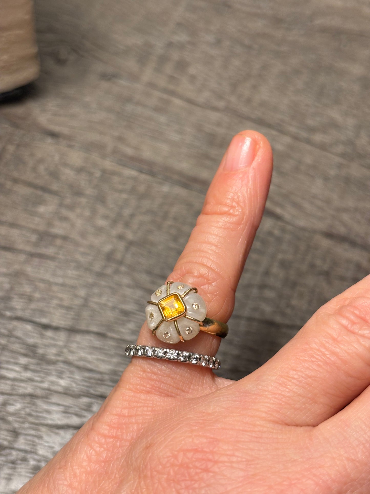 FLORA Ring, moonstone, citrine & diamonds