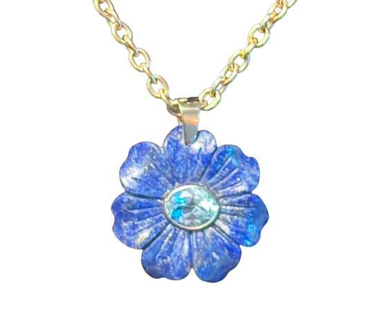 FLORA Pendant, lapis & blue topaz