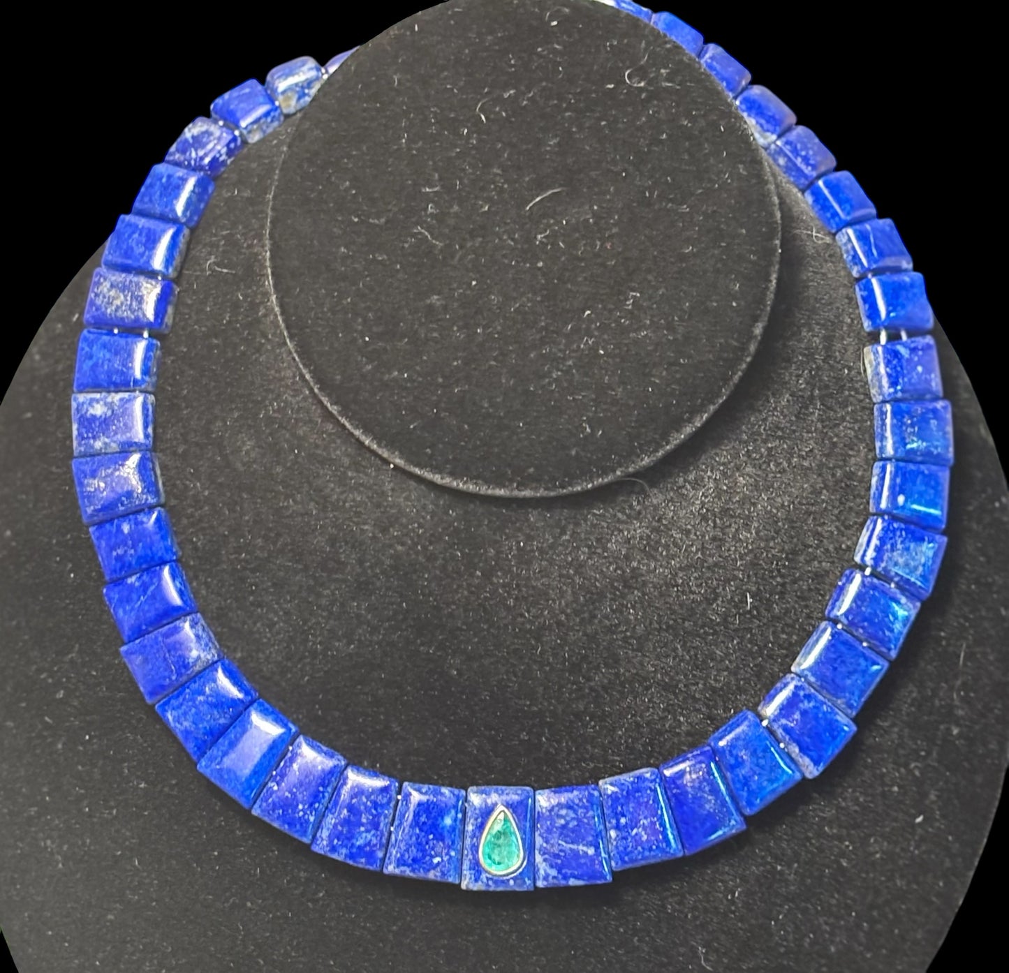 THE CLEO / / lapis collar necklace with emerald