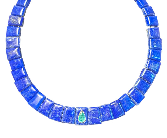 THE CLEO / / lapis collar necklace with emerald