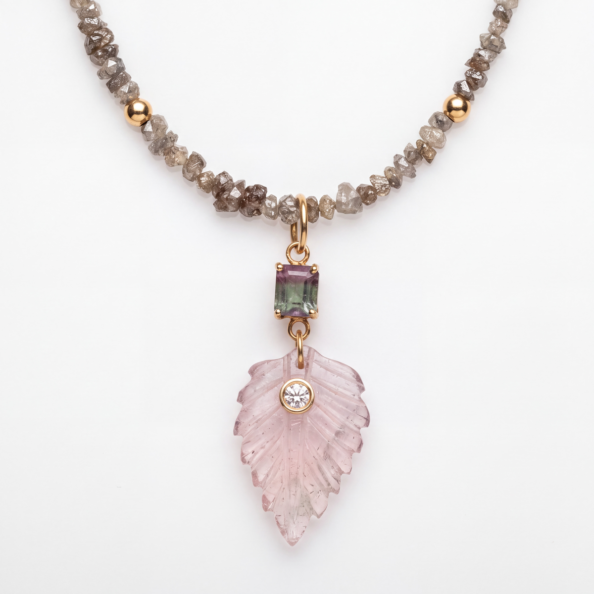 Tourmaline and Diamond Necklace with 14k Gold