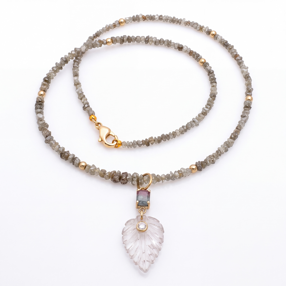 Tourmaline and Diamond Necklace with 14k Gold
