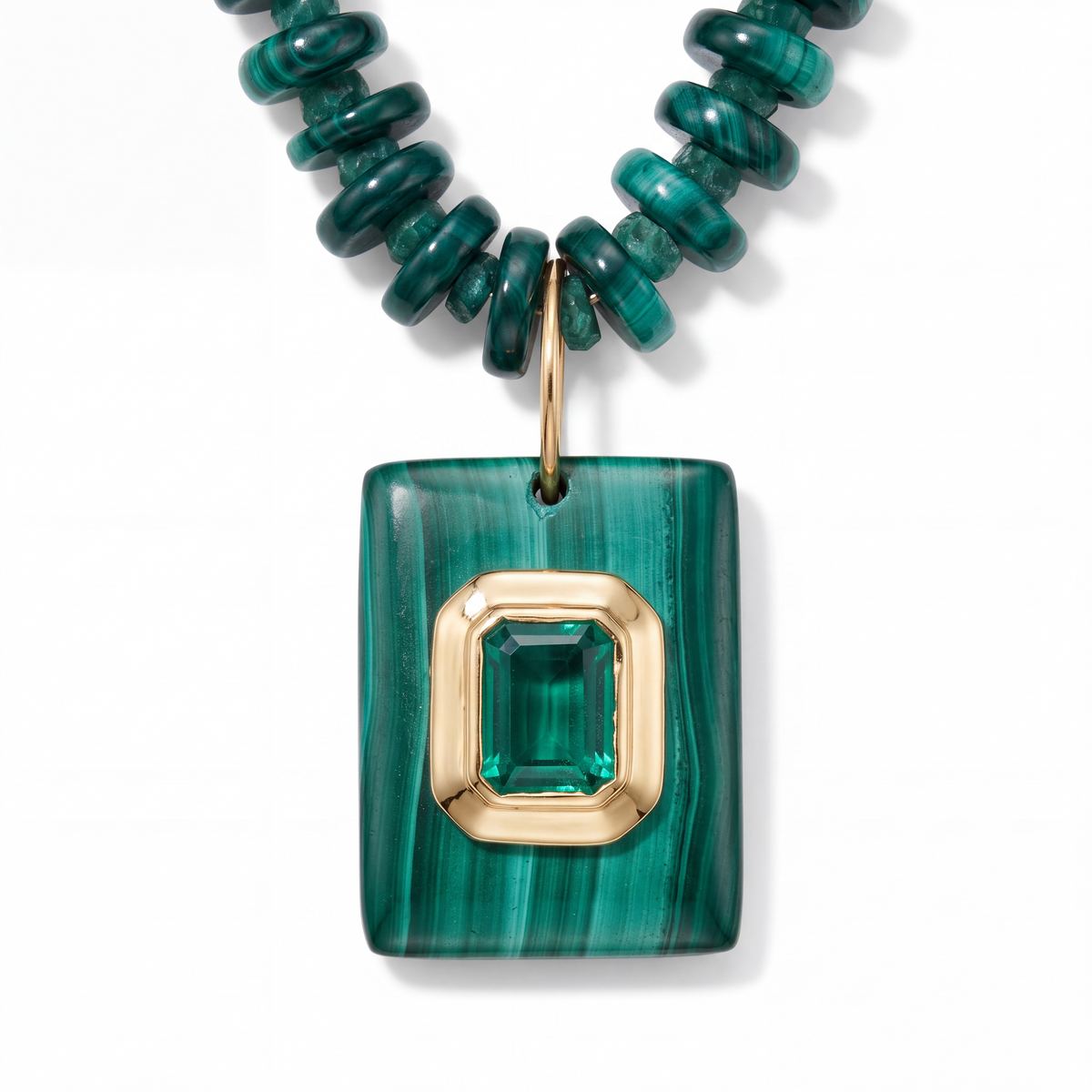 Malachite and Emerald Necklace
