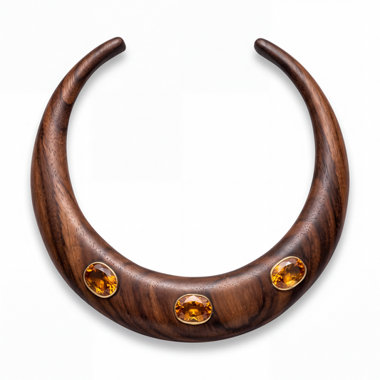 Epic Wood Collar Necklace with Madeira Citrines