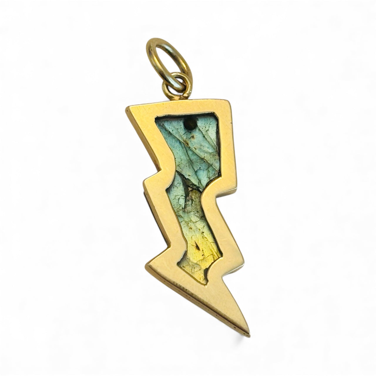Lightning Bolt Pendant, labradorite & diamonds