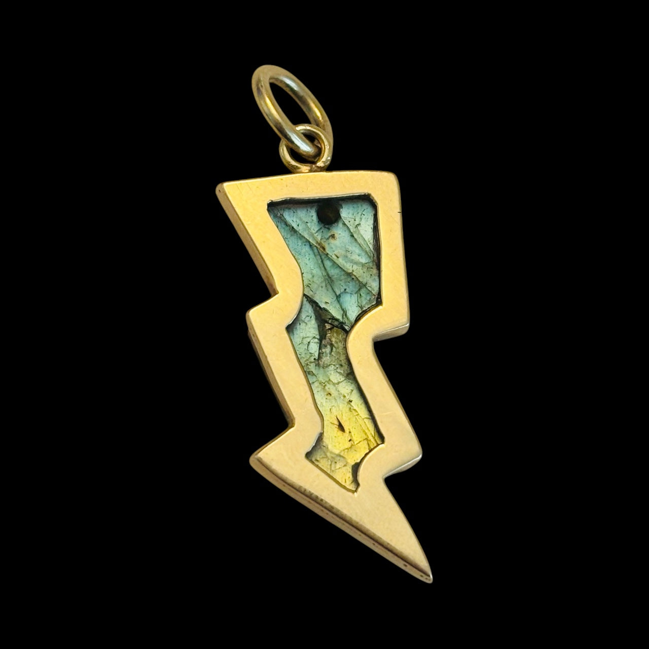 Lightning Bolt Pendant, labradorite & diamonds