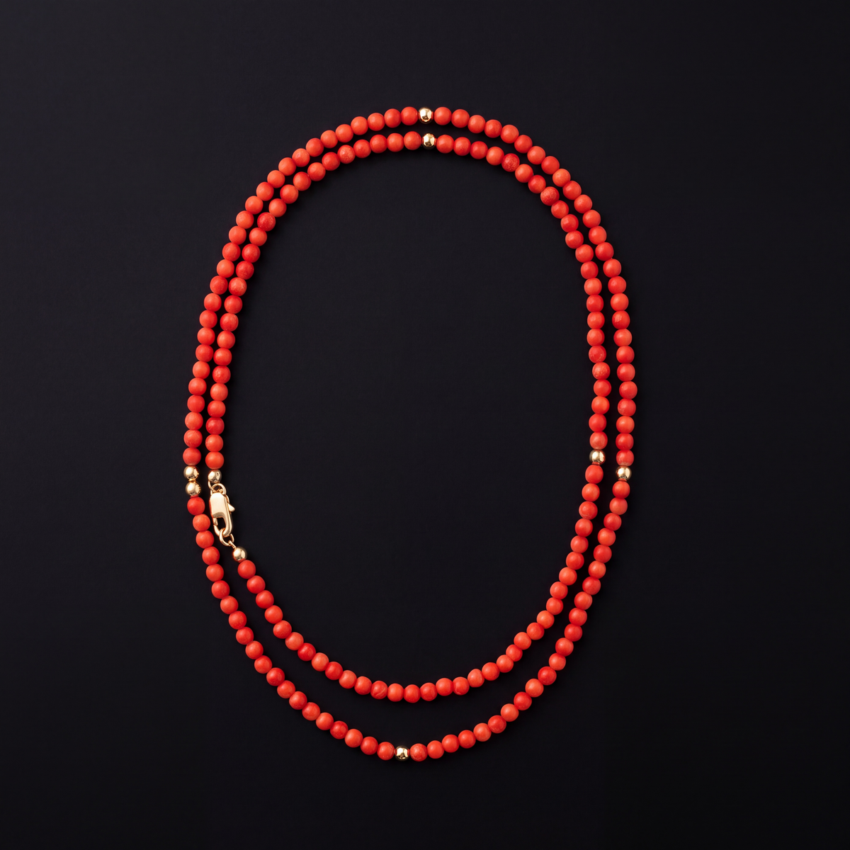 18” Coral and Gold Beaded Necklace