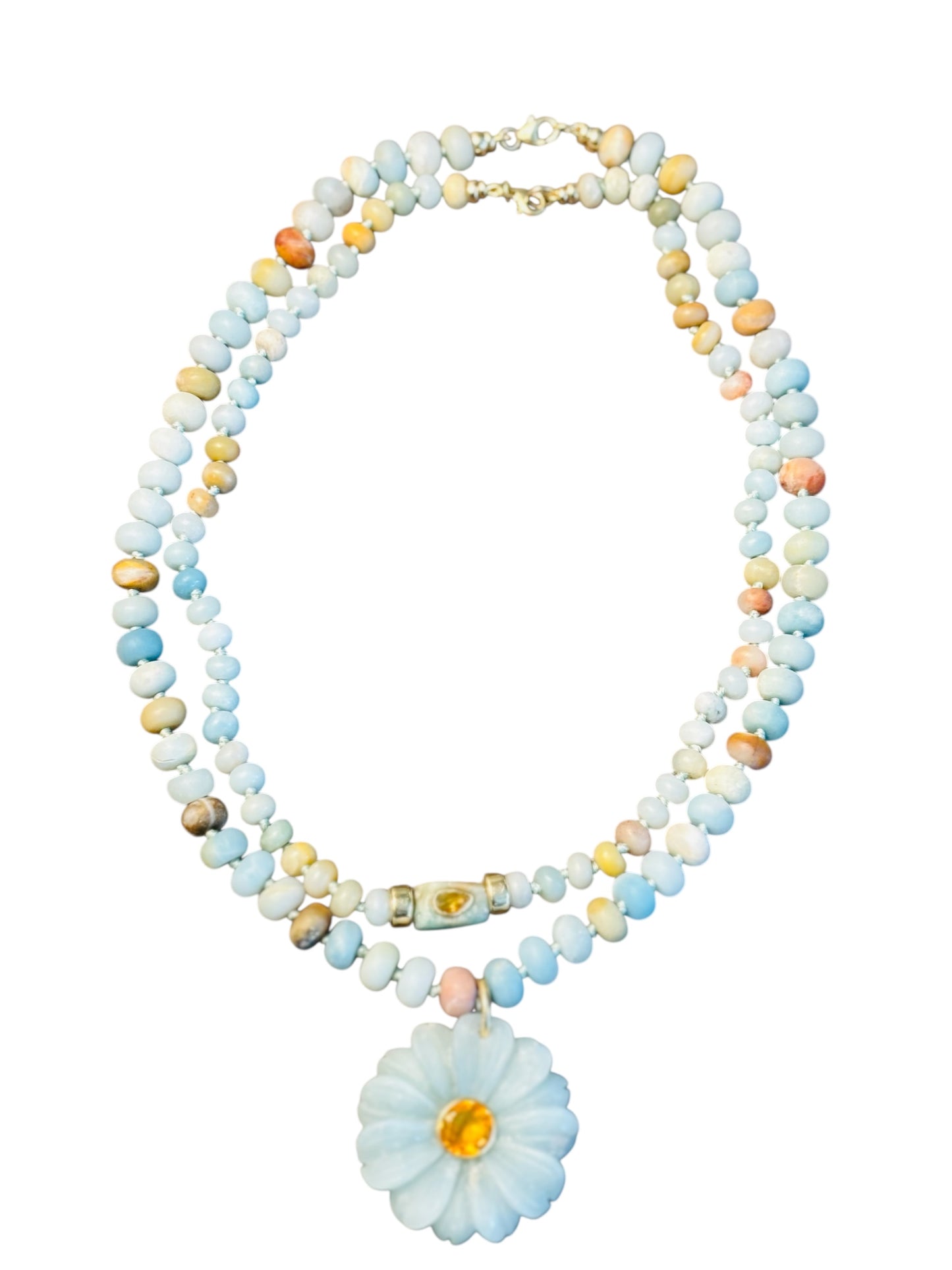 Amazonite Necklace with Yellow Sapphire & 14k Gold