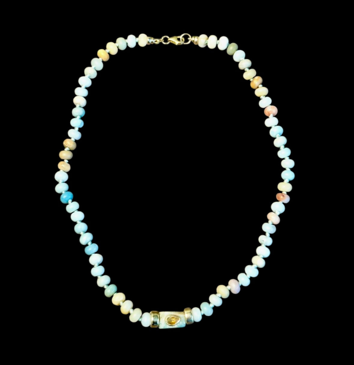Amazonite Necklace with Yellow Sapphire & 14k Gold