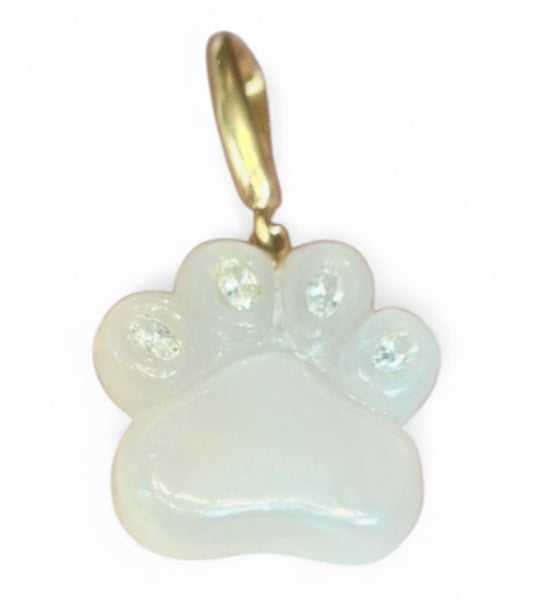 Dog Paw Pendant, Moonstone with Diamonds