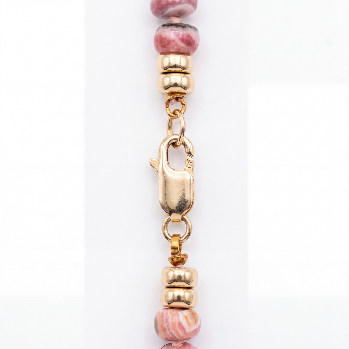 Rhodochrosite Rondelle Necklace with Pink Spinel & 14k Gold