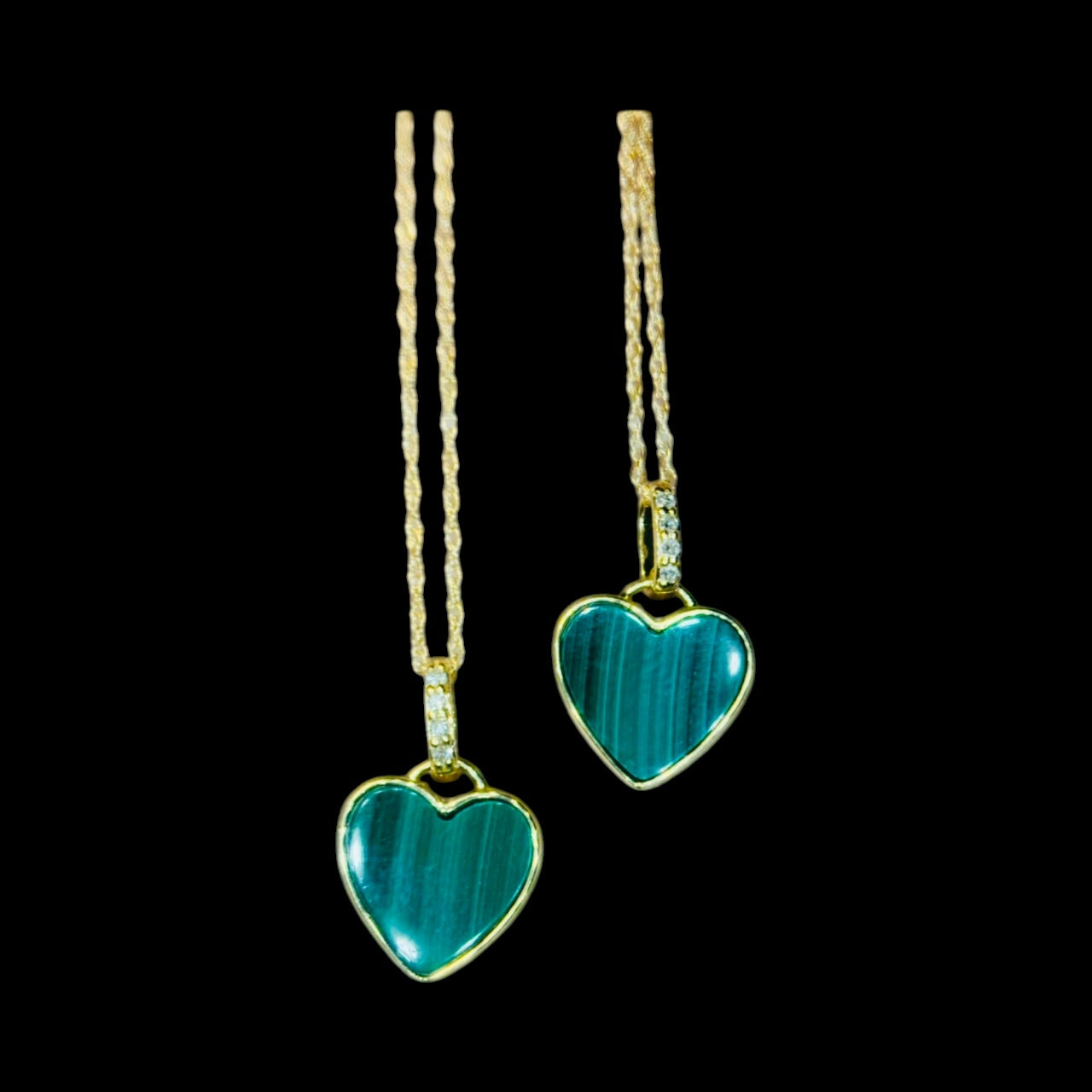 Malachite Heart & Gold Necklace