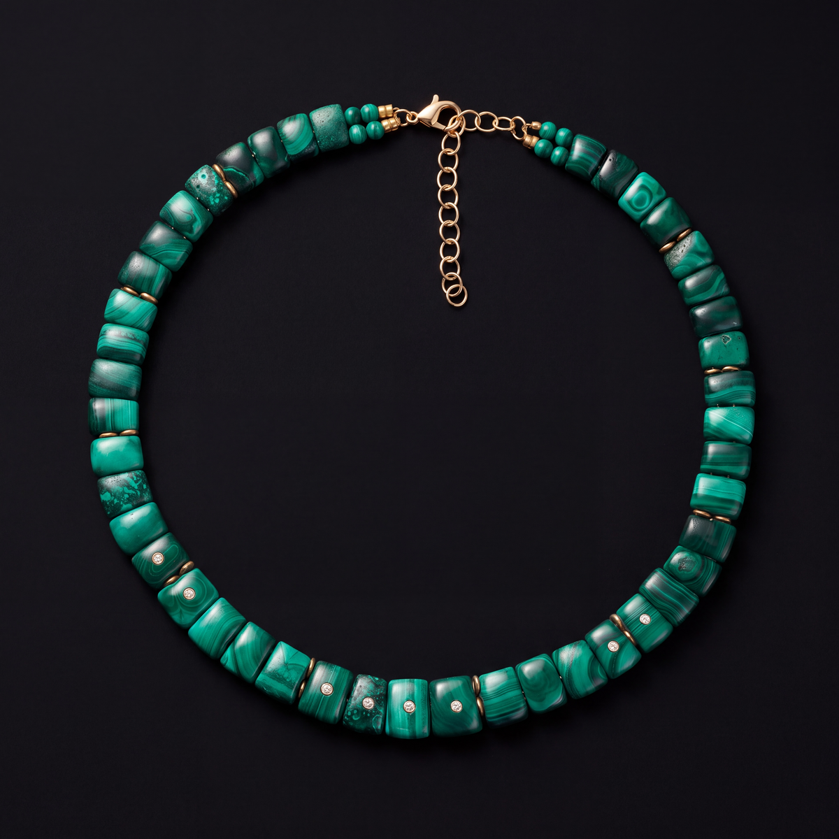 CLEO Collar Necklace, Malachite & Diamonds