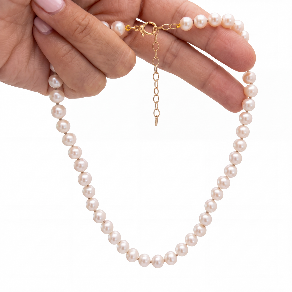 Cultured Pearl Necklace with 2” 14k Gold Extender, 14-16”