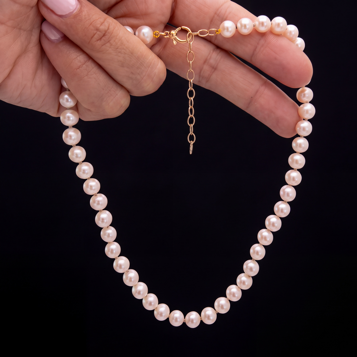 Cultured Pearl Necklace with 2” 14k Gold Extender, 14-16”
