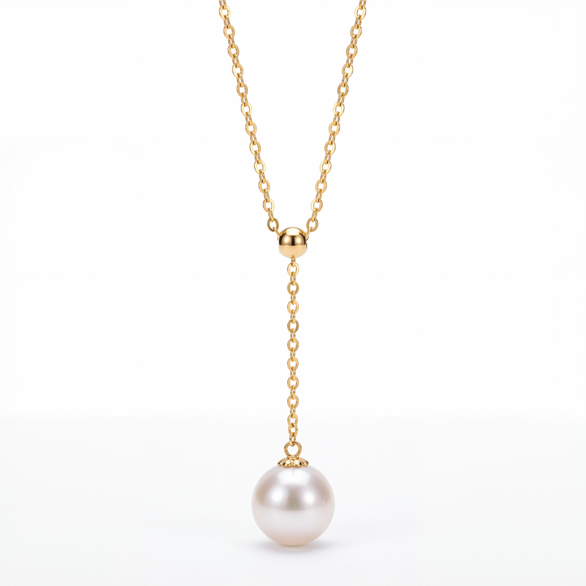 Adjustable Freshwater Pearl Necklace, 18k Gold