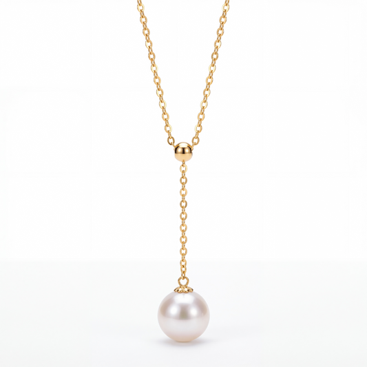 Adjustable Freshwater Pearl Necklace, 18k Gold