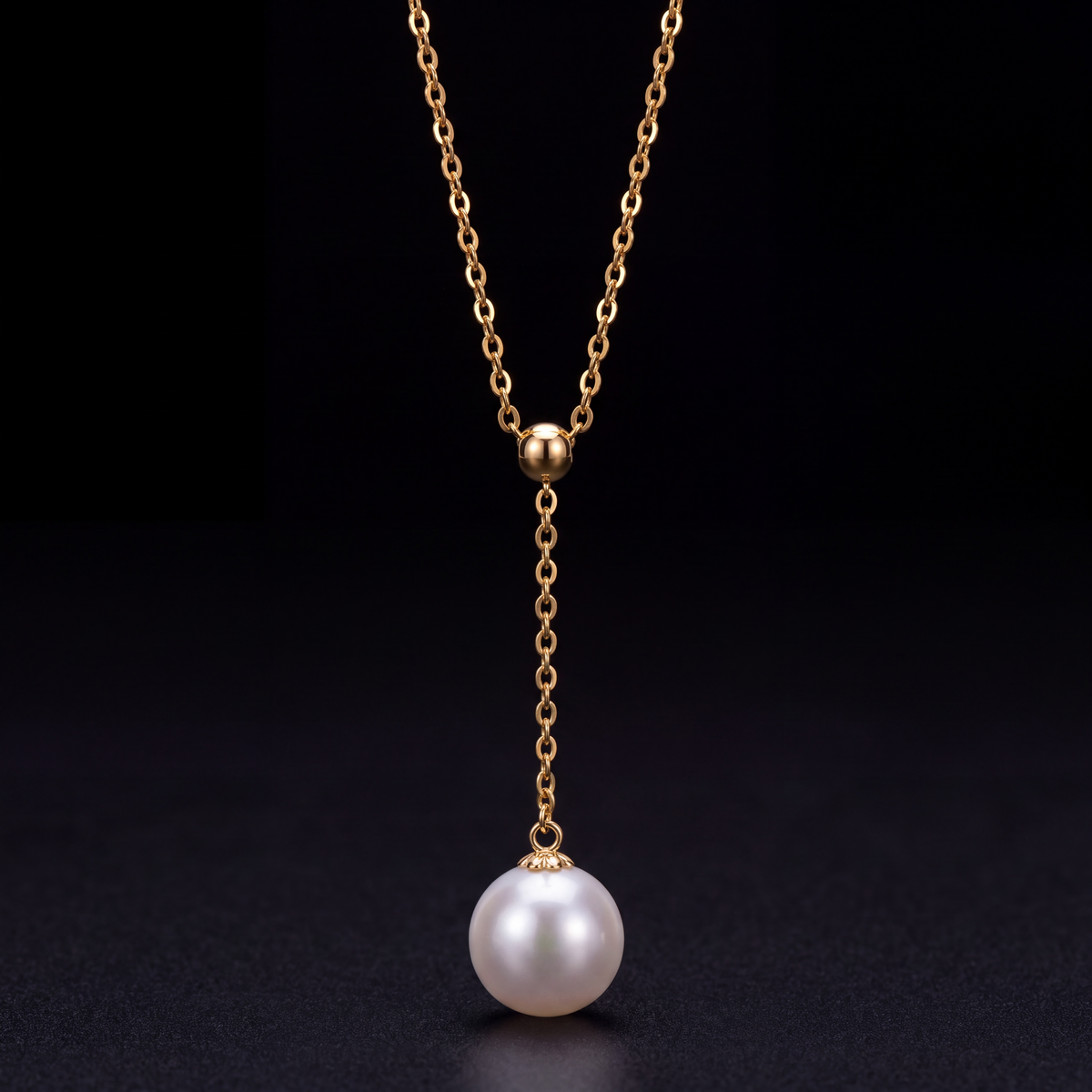 Adjustable Freshwater Pearl Necklace, 18k Gold