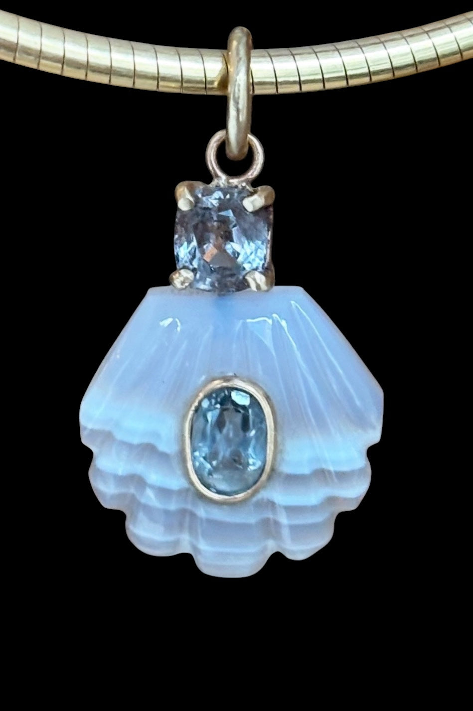 Laguna Agate Shell with Grey Spinel