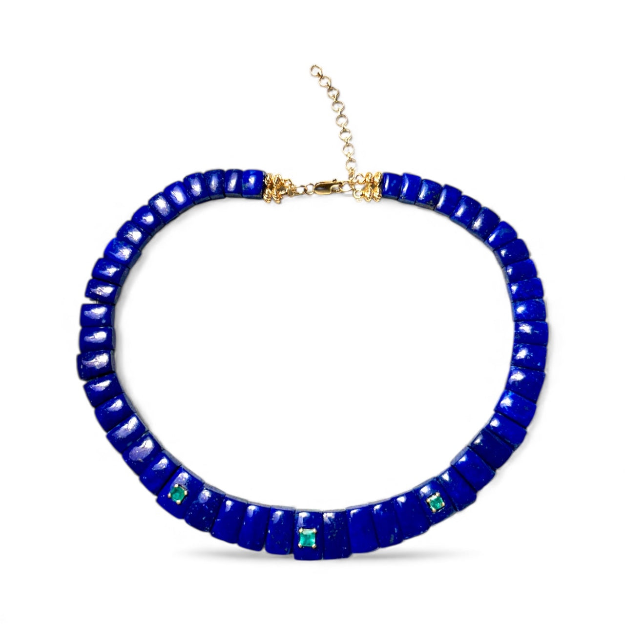 CLEO Necklace, Lapis & Emeralds