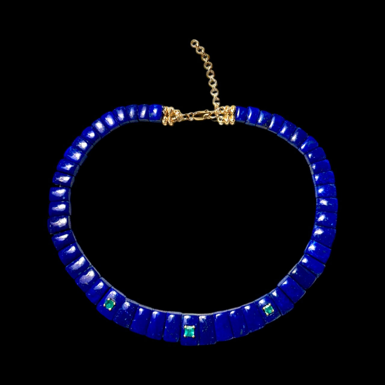 CLEO Necklace, Lapis & Emeralds