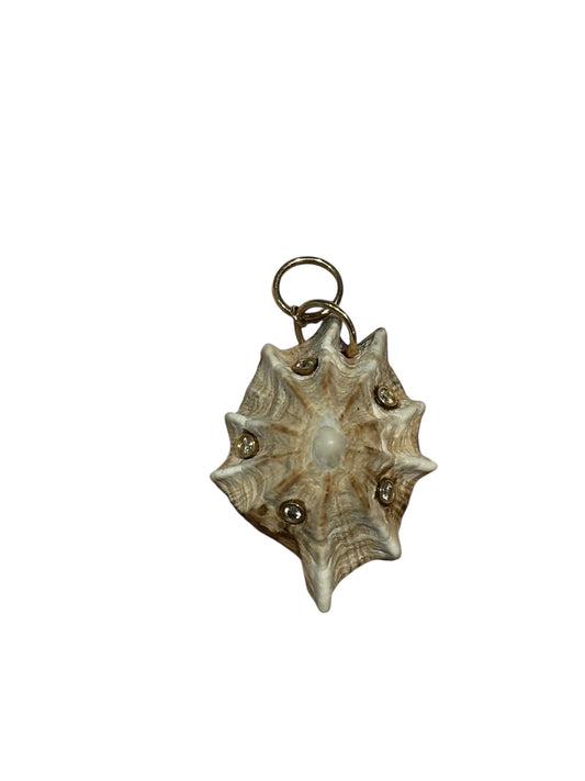 Natural Spiky Sea Shell Pendant with diamonds