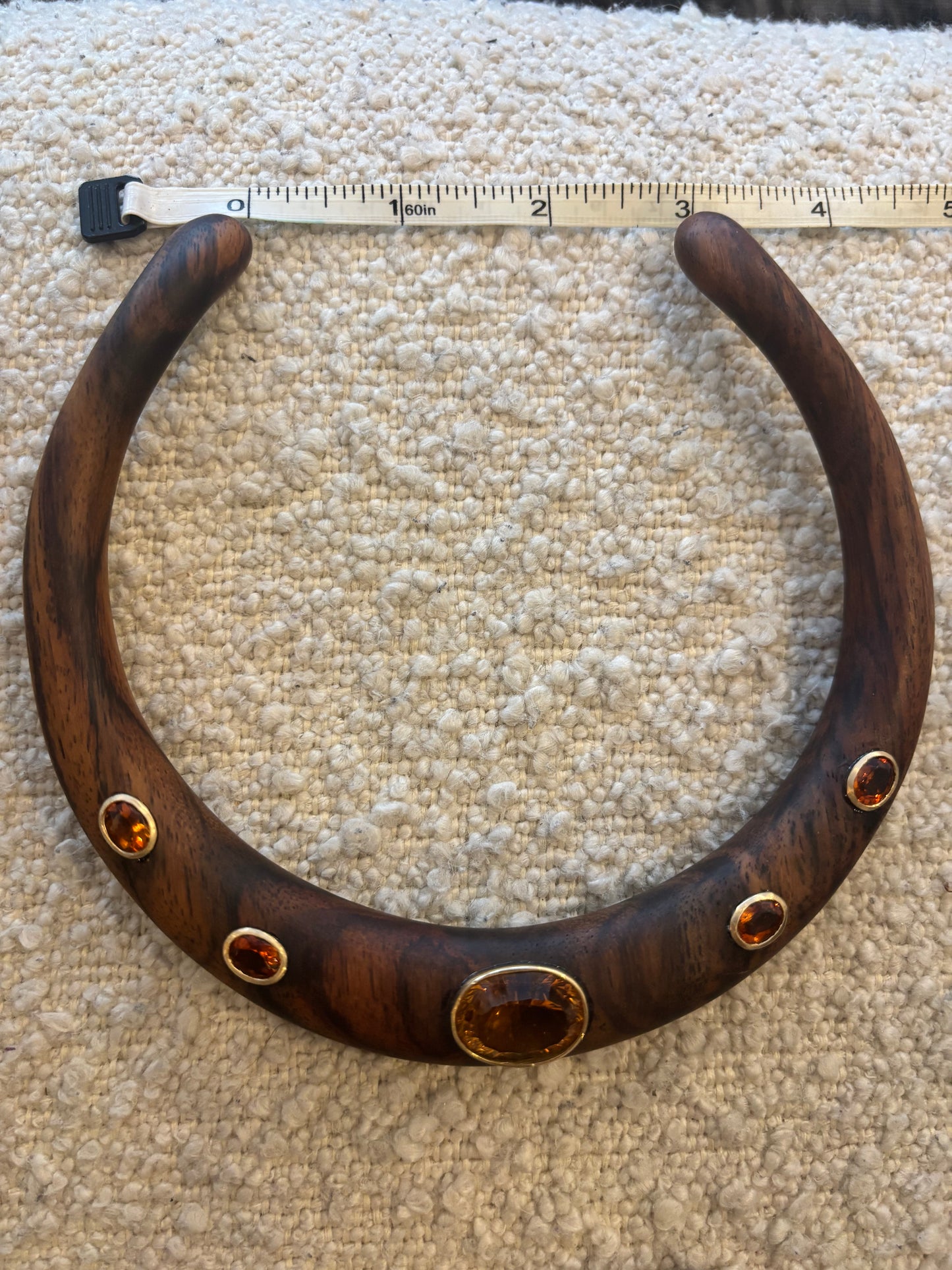 Wood Collar Necklace with Madeira Citrines