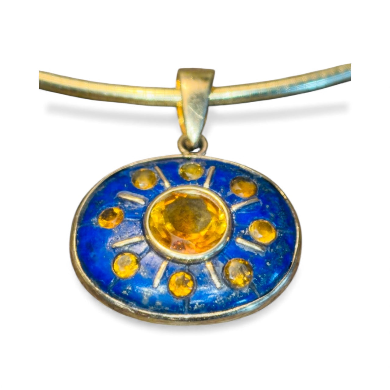 SOL Pendant, Lapis with Citrines