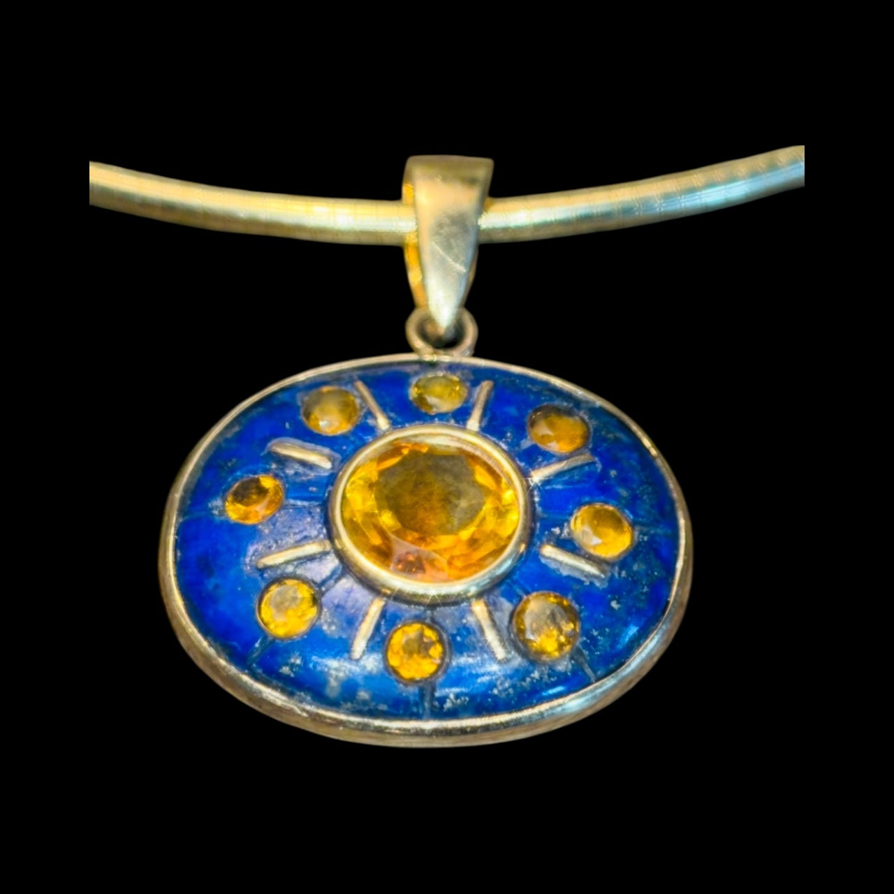 SOL Pendant, Lapis with Citrines