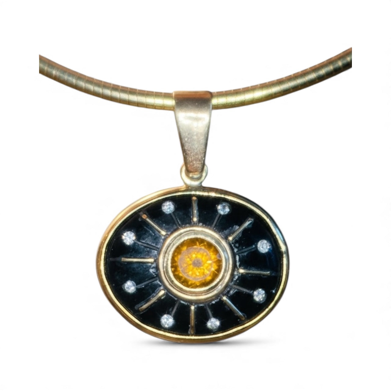 SOL Pendant, Black Onyx, Citrine & Diamonds