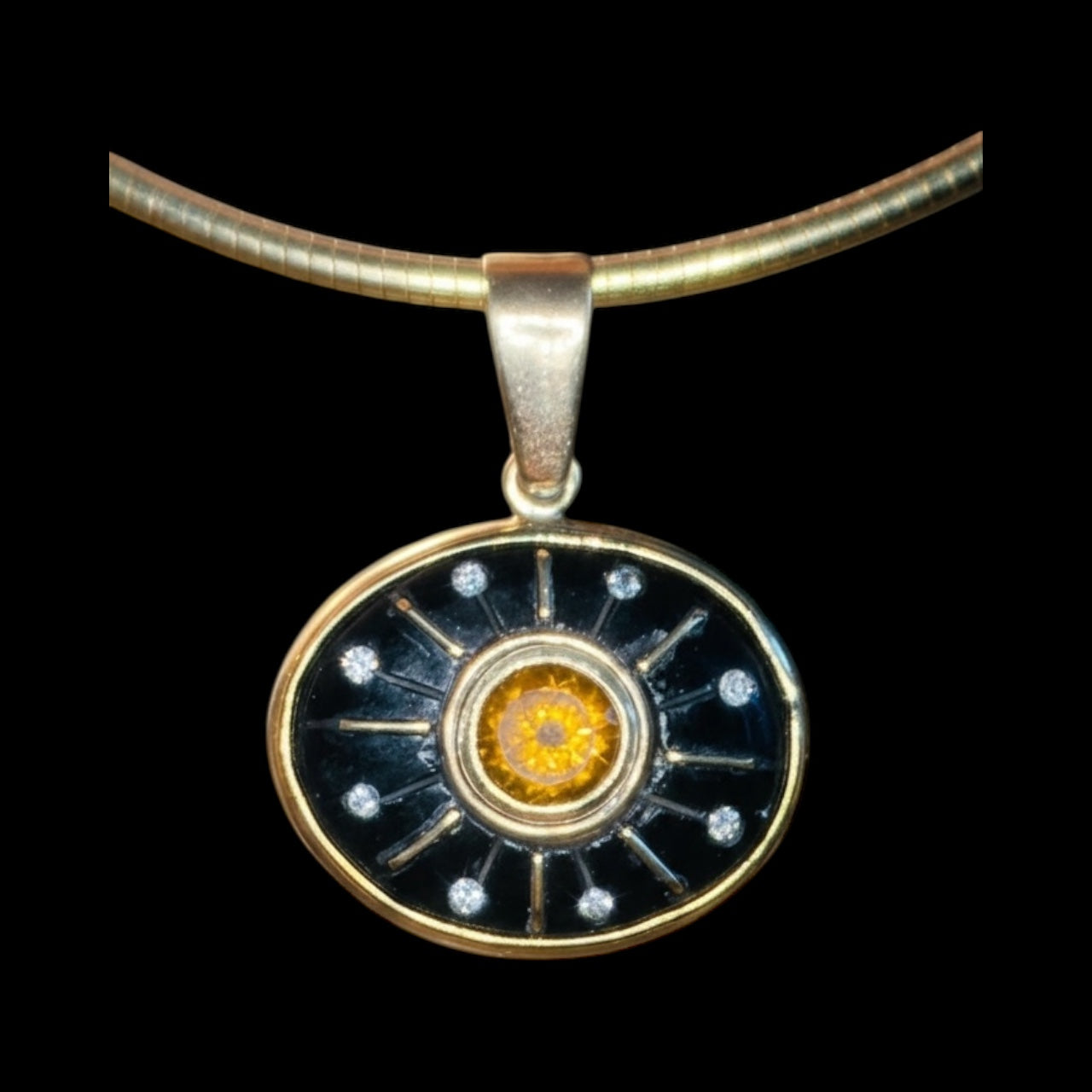 SOL Pendant, Black Onyx, Citrine & Diamonds