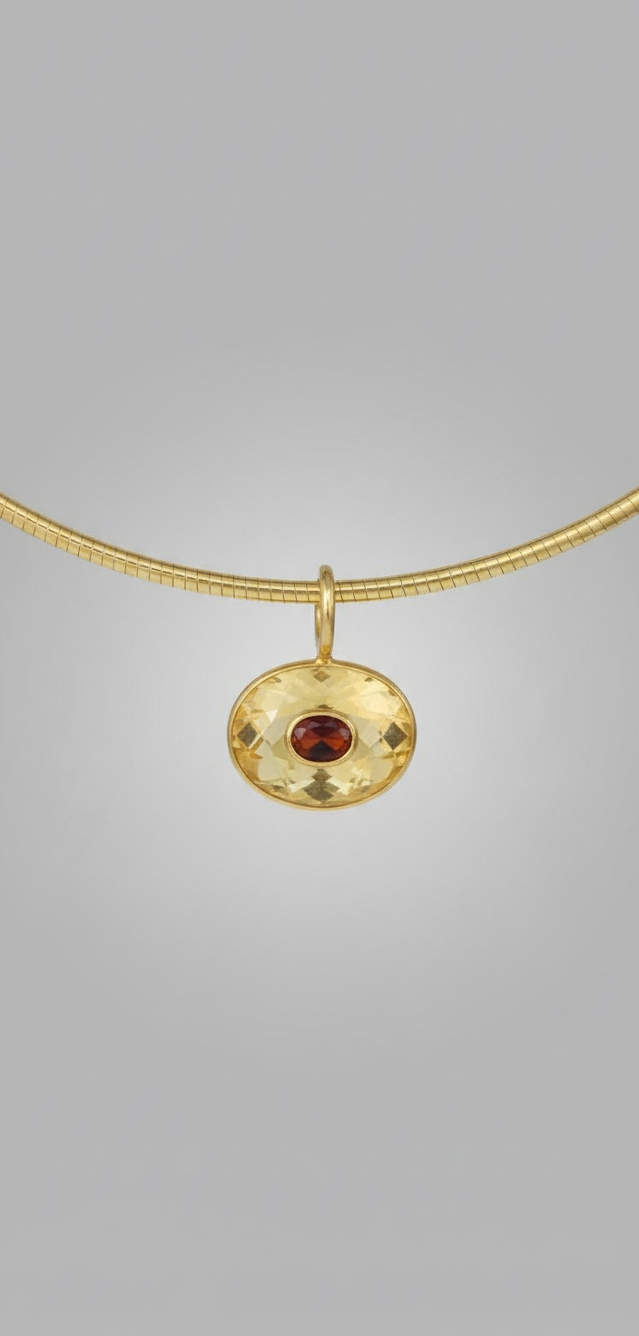 DISCO Pendant, Citrine with  Madeira Citrine