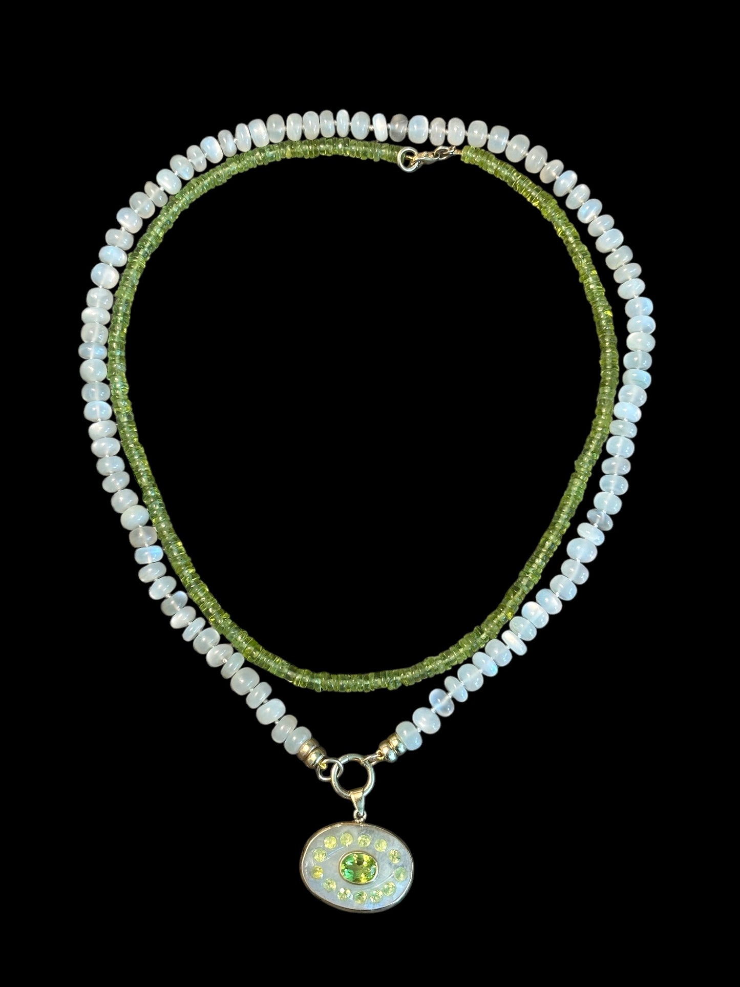 Moonstone Necklace with charm enhancer