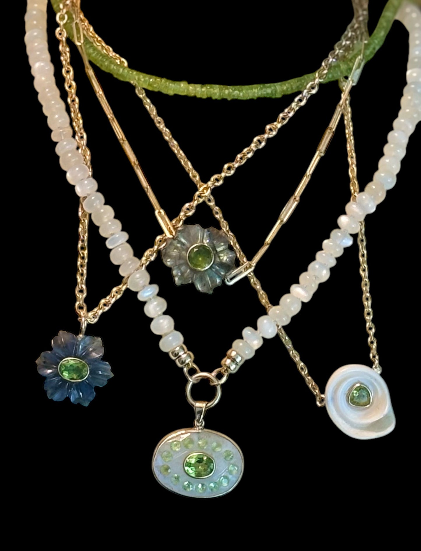 Moonstone Necklace with charm enhancer