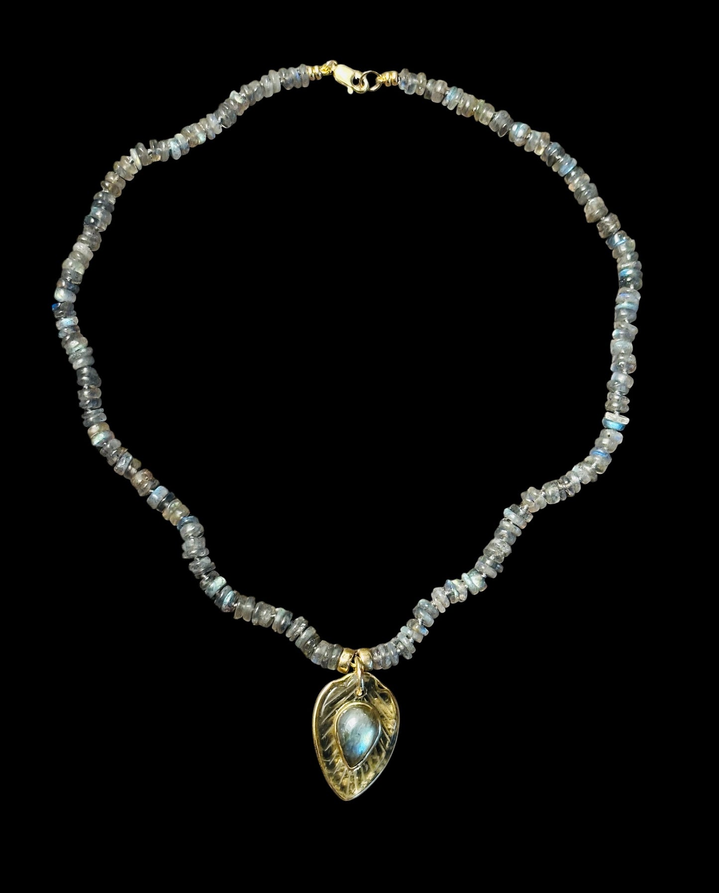 Labradorite Necklace with Lemon Quartz & 14k Gold