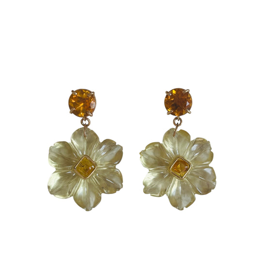 FLORA Earrings, Lemon Quartz & Citrine