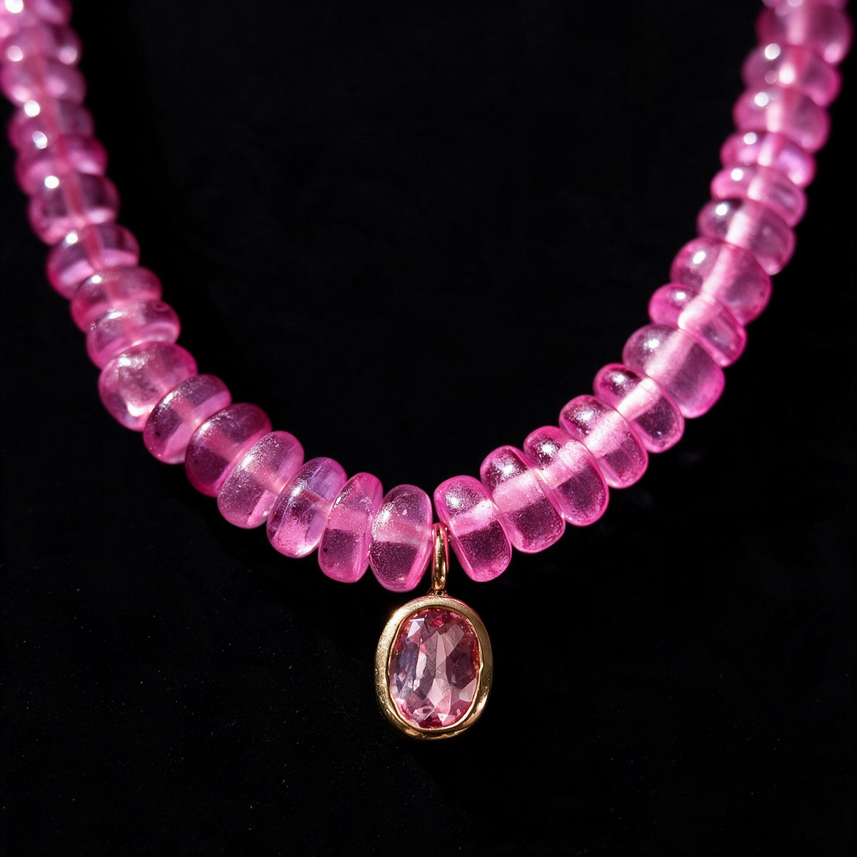 Pink Spinel Necklace with 14k Gold Extender, 16-18”