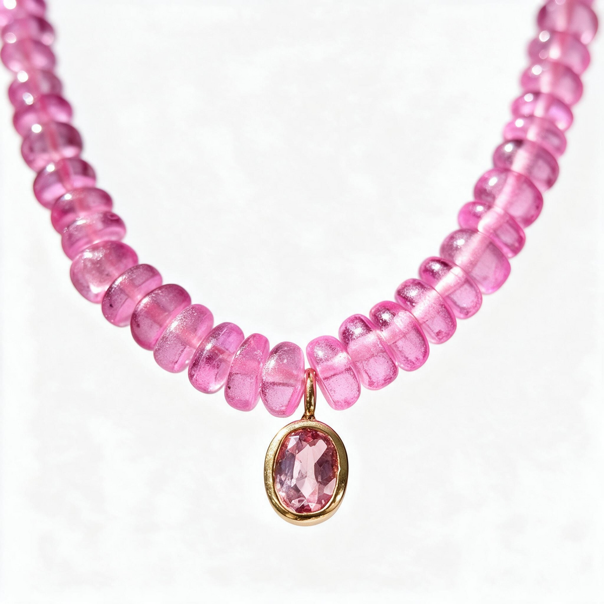 Pink Spinel Necklace with 14k Gold Extender, 16-18”