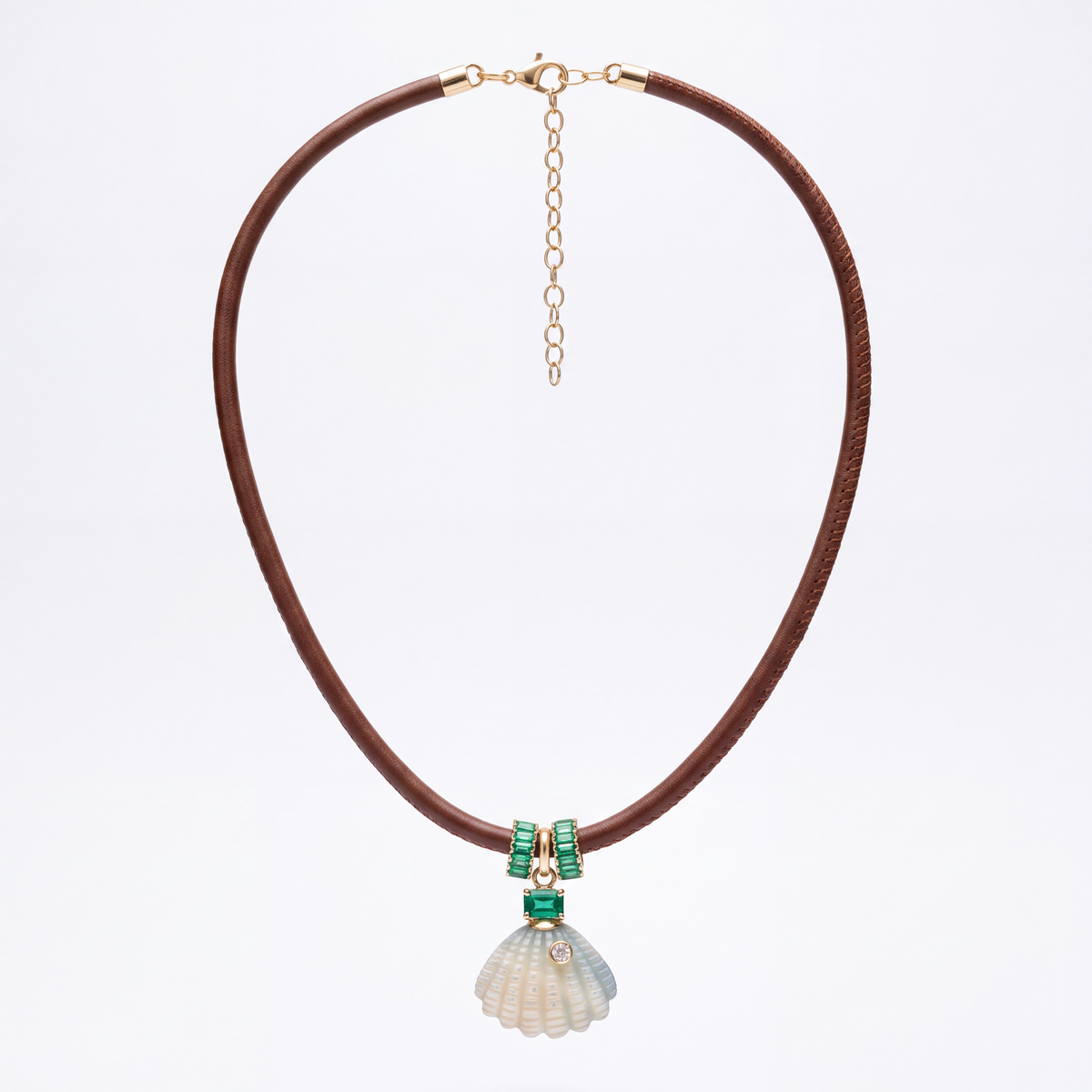 Brown Leather Cord, 4mm with 14k Gold Extender, 13.5-15.5”