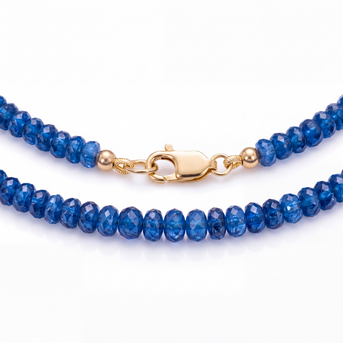 Blue Sapphire Beaded Necklace, 16”