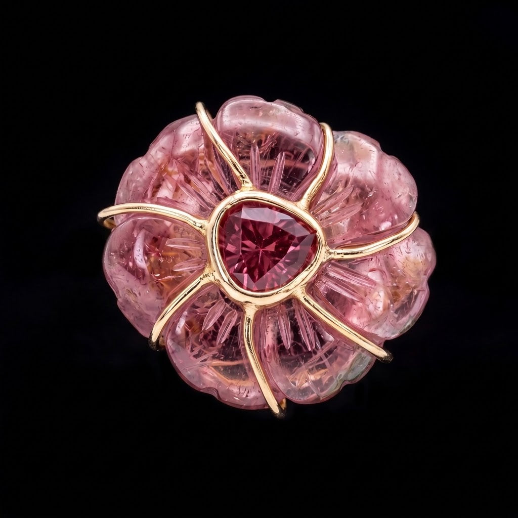 FLORA Ring, Tourmaline and 14k Gold